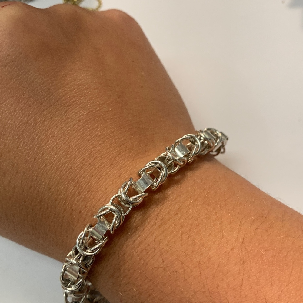Sterling Silver Fancy Byzantine Bracelet